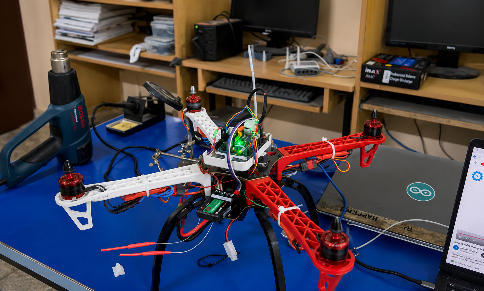 Drone electronics bench test setup