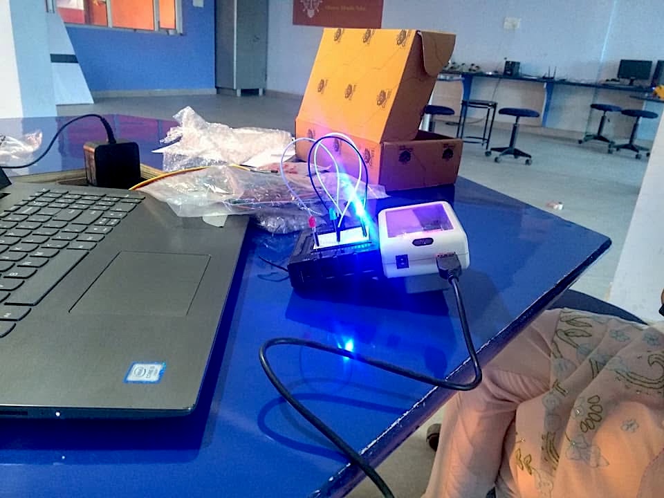 Electronics prototype during a STEM workshop
